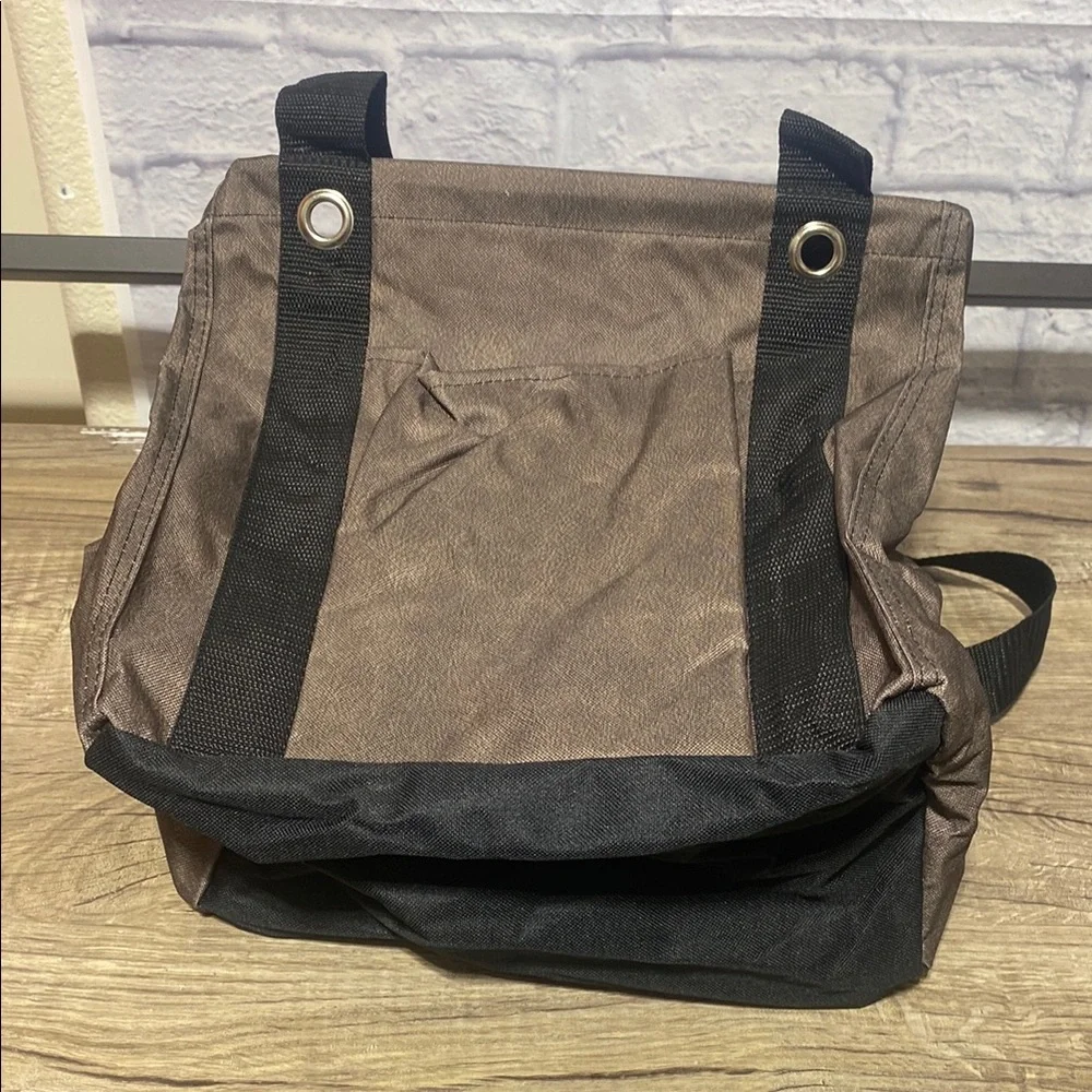 Thirty-One Brown and Black Duffel Bag with Wide-Mouth Opening